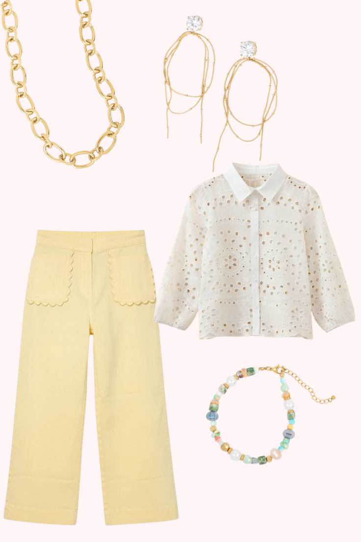 White Eyelet Embroidered Puff Sleeve Crop Shirt - PREORDER