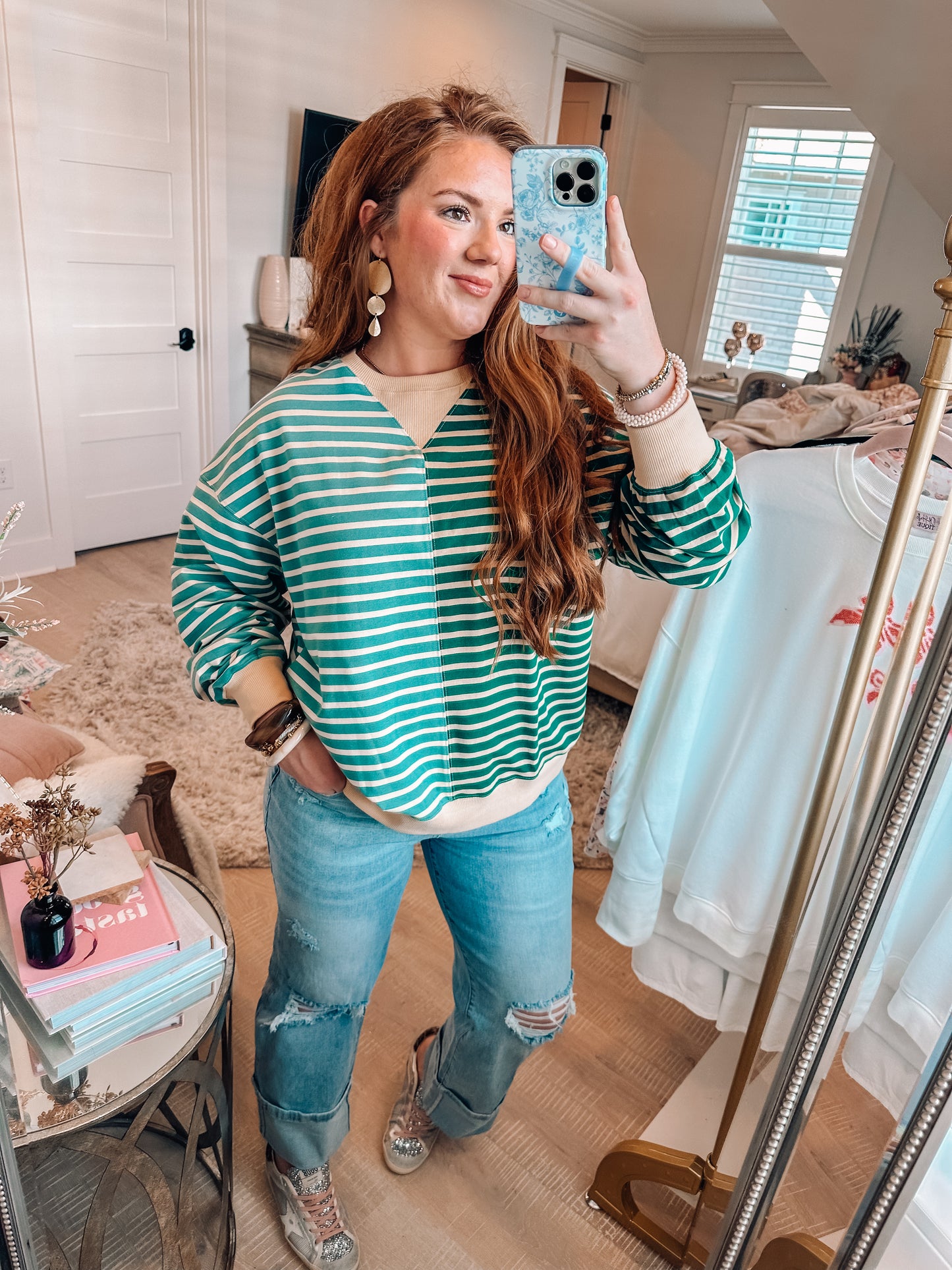 Green Striped Sweatshirt PREORDER