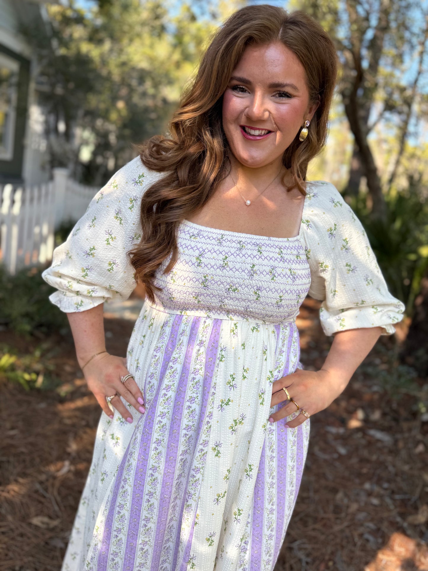 Violet Meadow Smocked Maxi Dress
