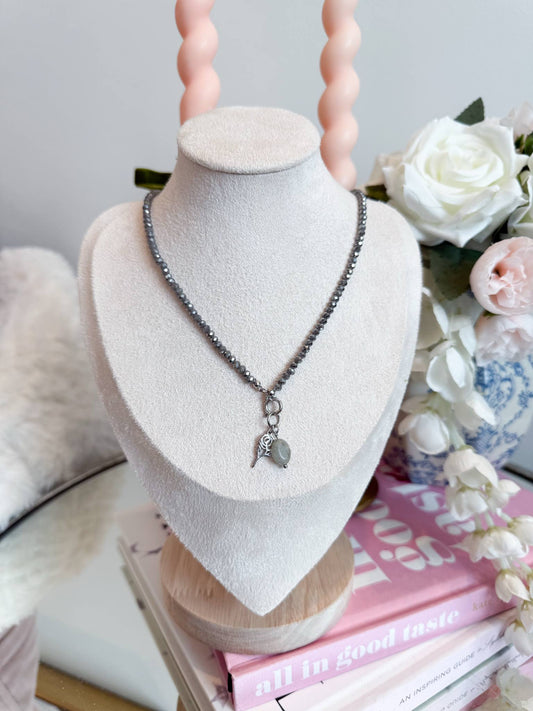 Gray Sparkle Charm Necklace