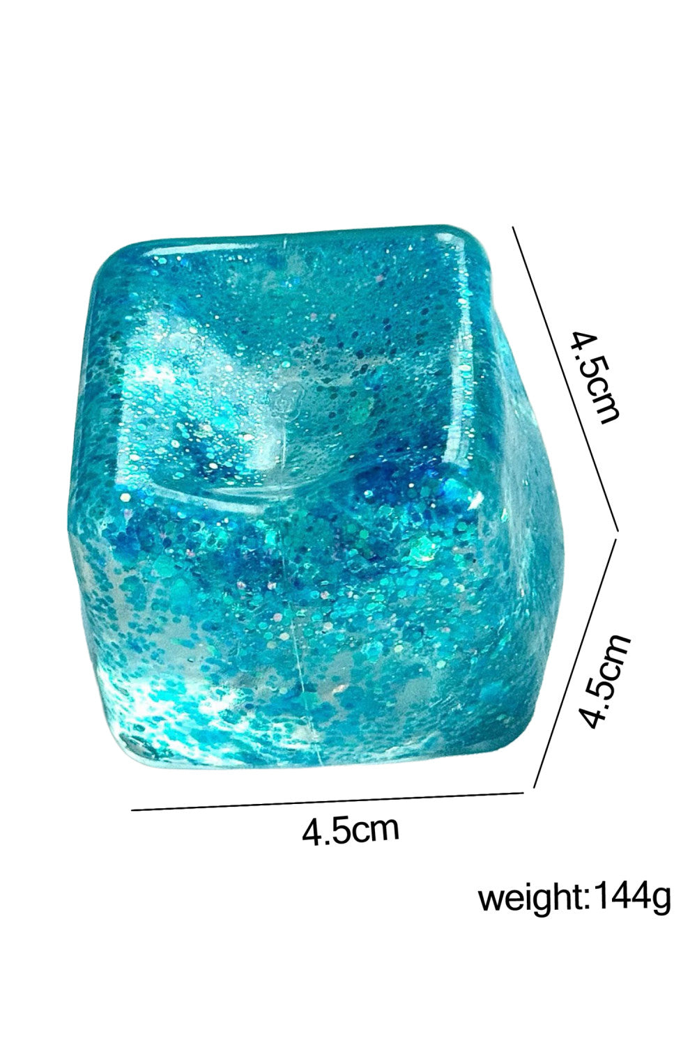 Light Blue Glitter Cube Stress Relief Squeeze Toy - PREORDER