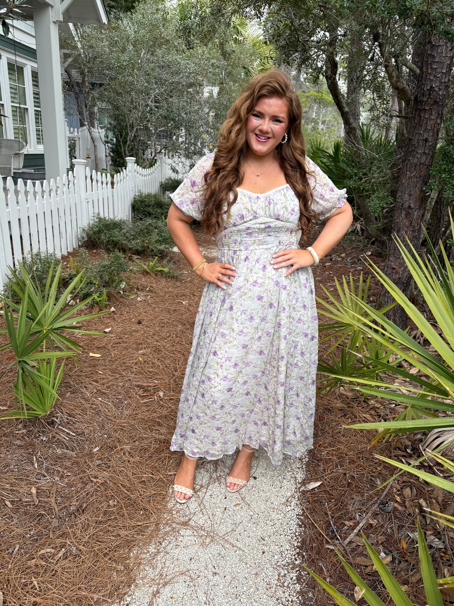 Floral Smocked Sweetheart Dress