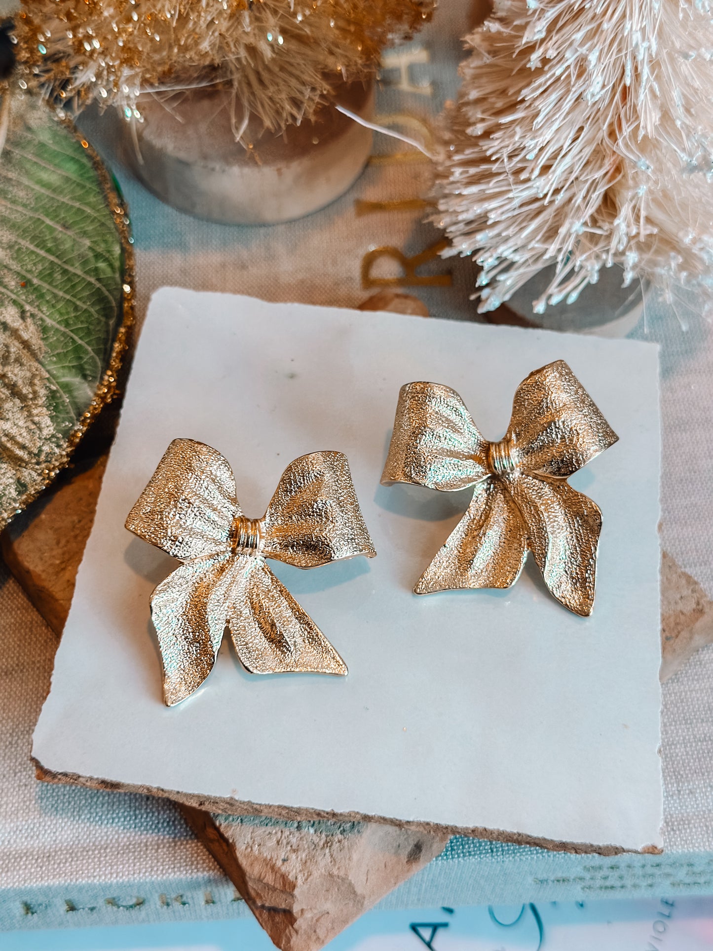 Textured Bow Earrings