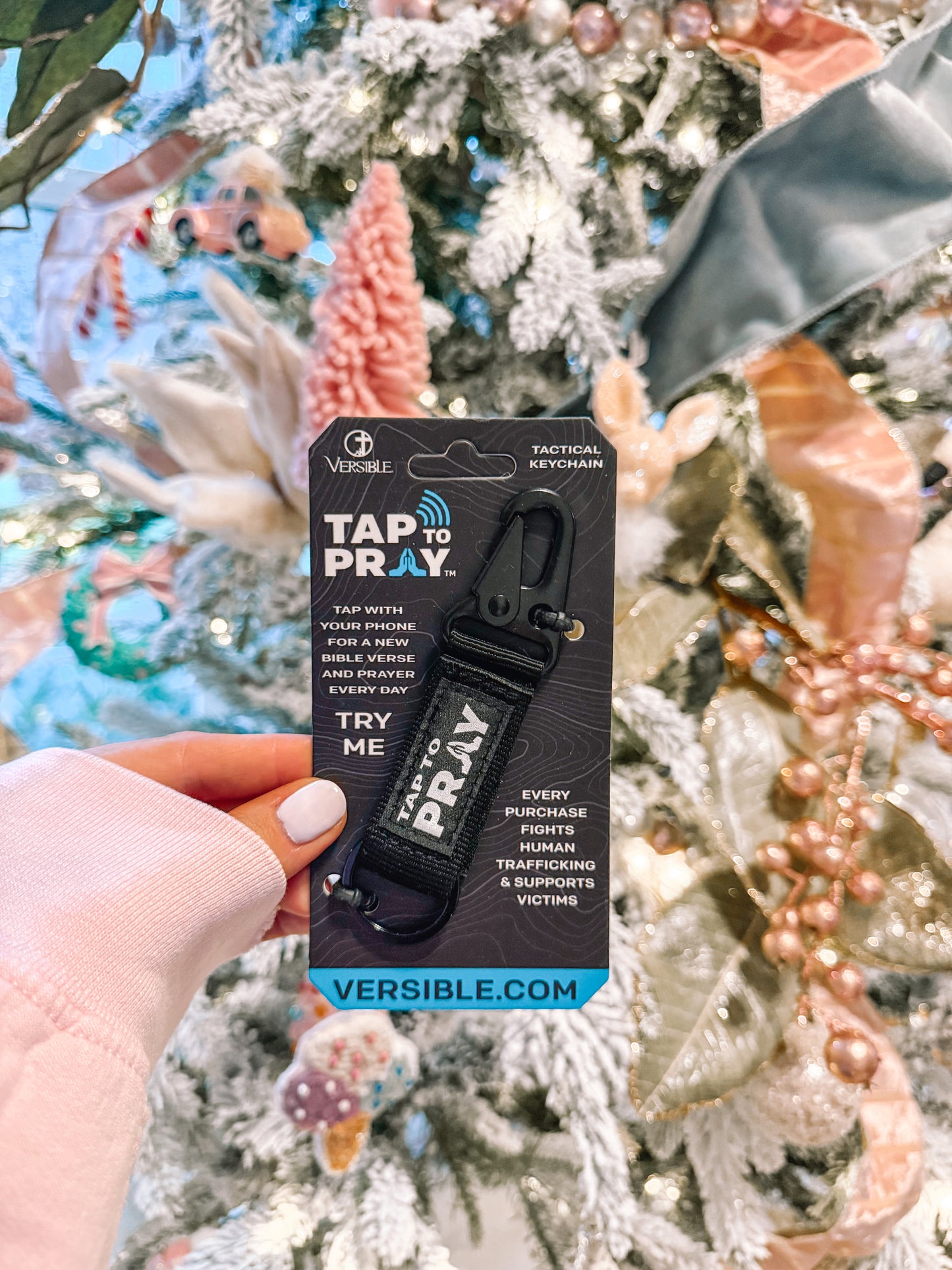 Tap To Pray™ - Black Tactical Carabiner Keychain