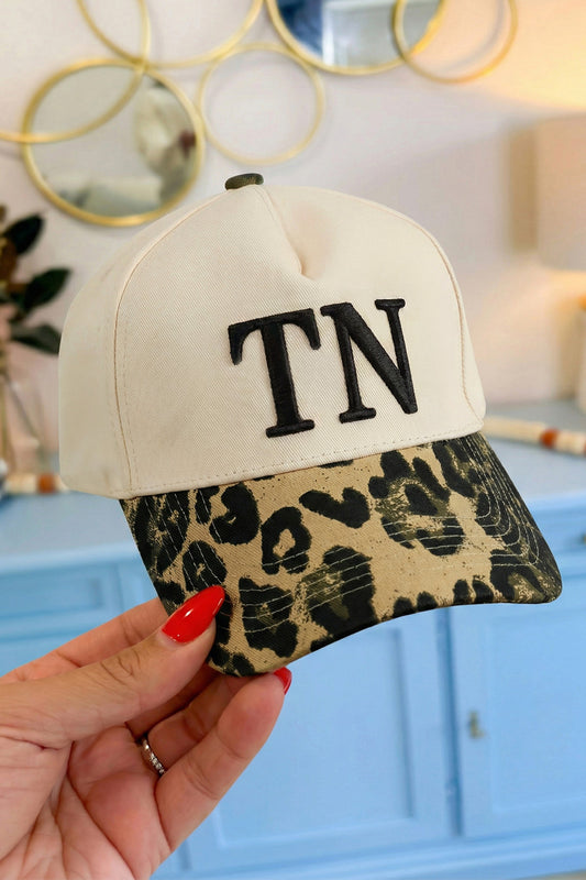 Black TN Contrast Leopard Brim Game Day Baseball Cap - PREORDER