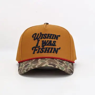 Wishin' I Was Fishin' Hat in Trade Brown & Military Duck Camo