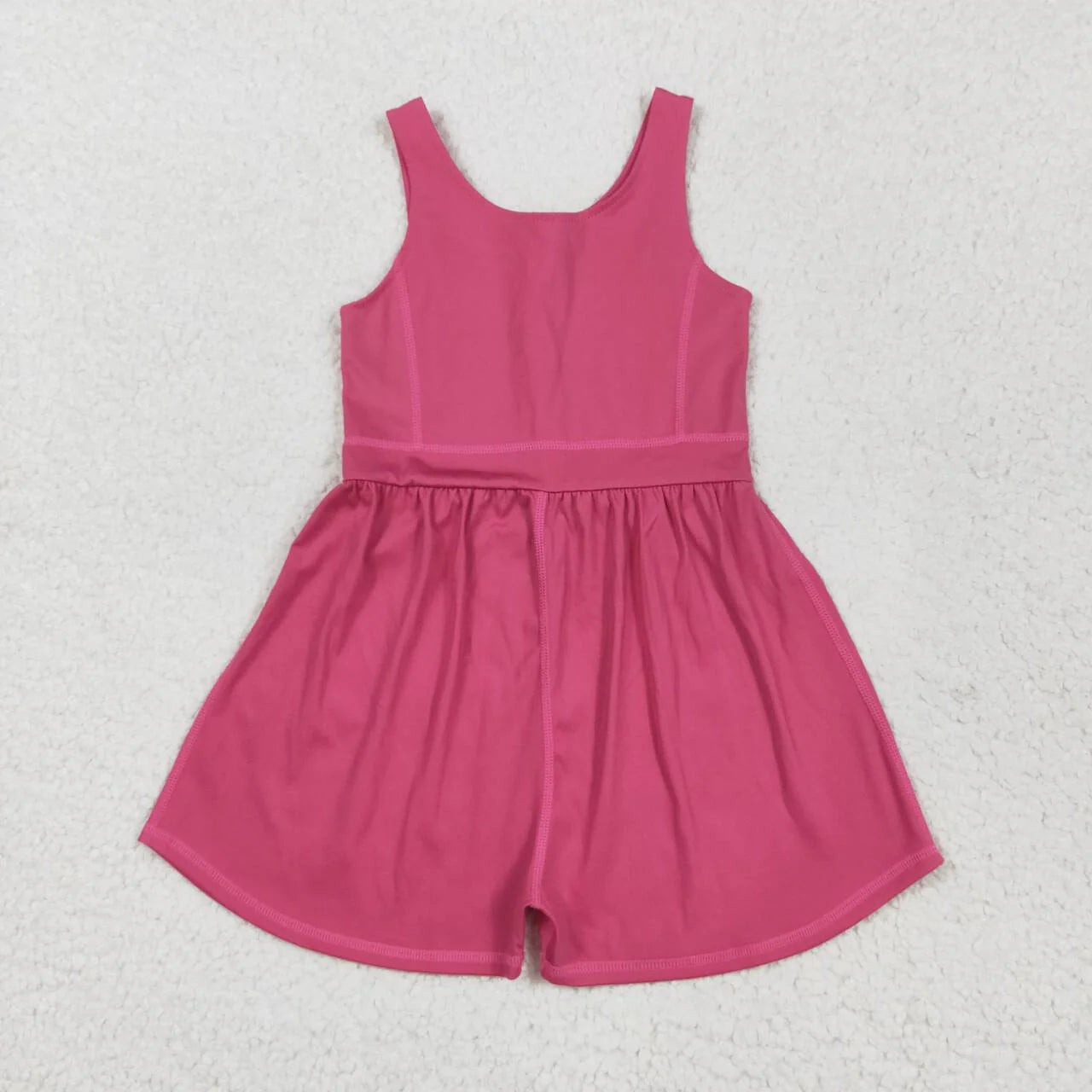 Girls Hot Pink Athletic Romper - PREORDER