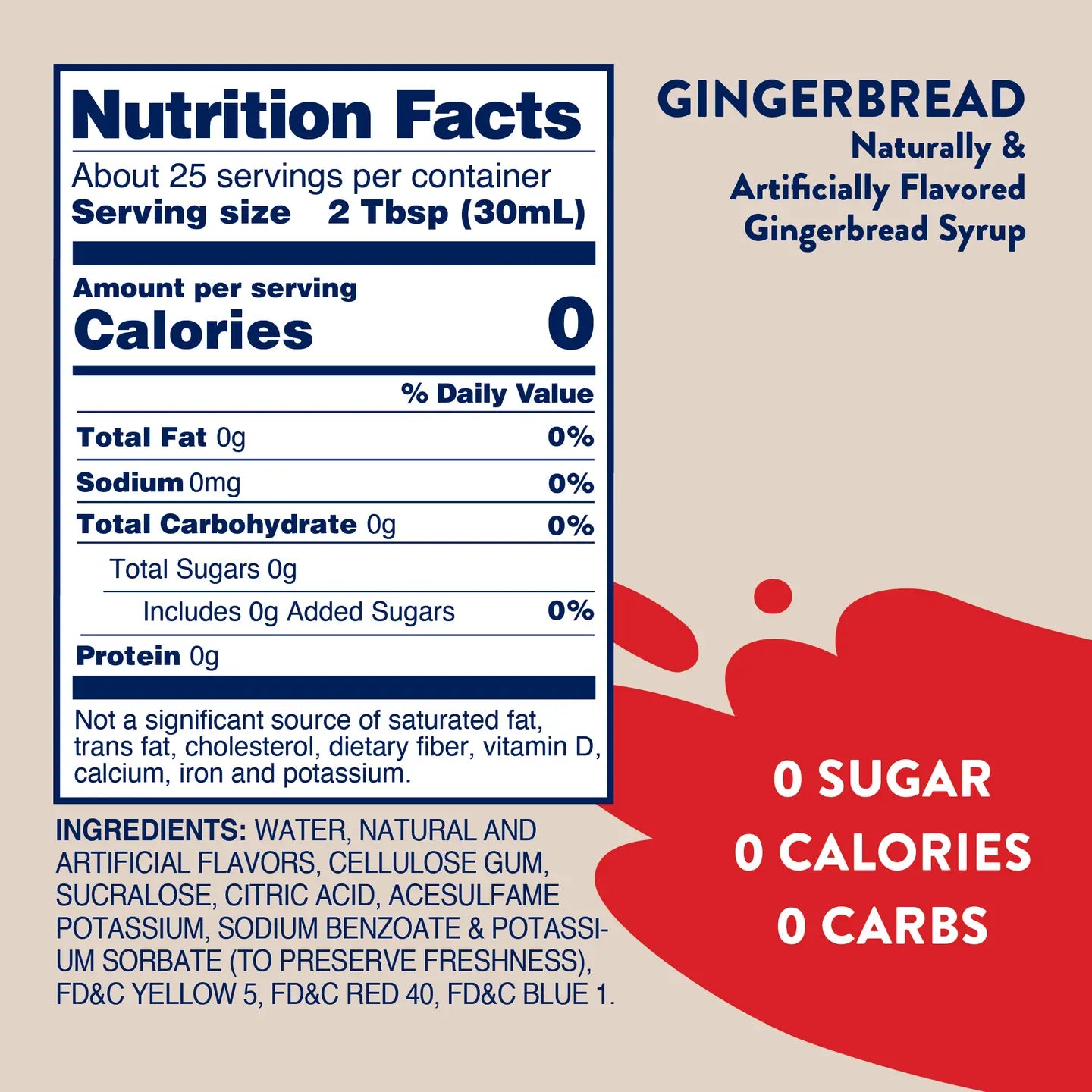 Jordan's Skinny Mix Sugar Free Gingerbread Syrup