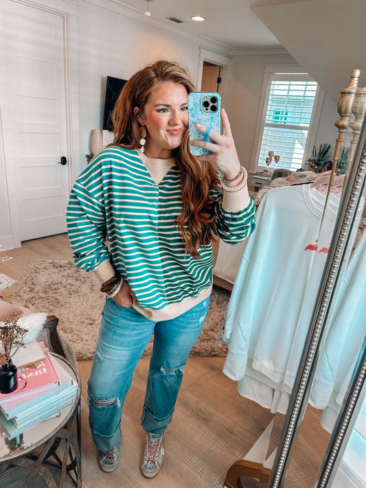 Green Striped Sweatshirt PREORDER