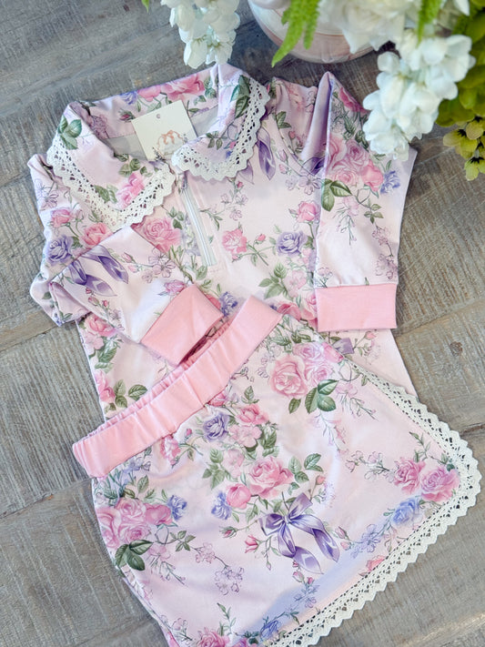 Girls Floral Lace Skort Set - PREORDER