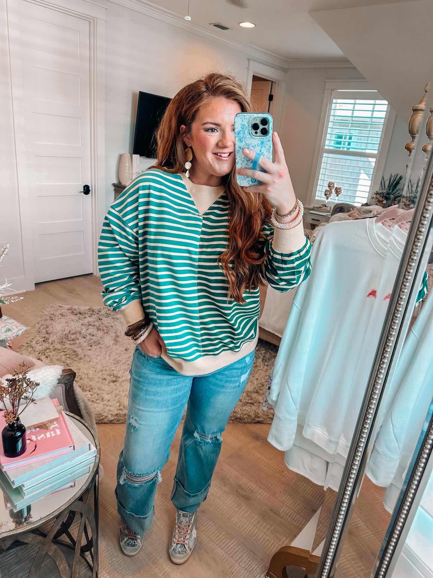 Green Striped Sweatshirt PREORDER