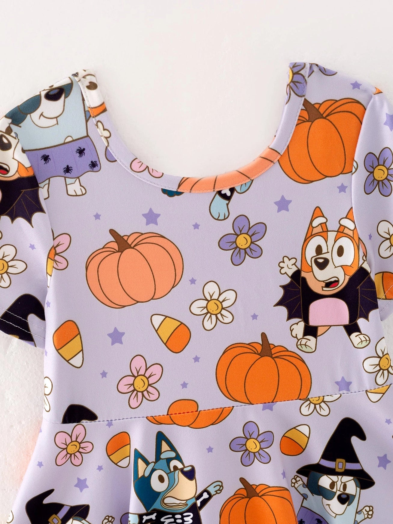 Halloween Bluey Girls Pumpkin Print Milk Silk Dress