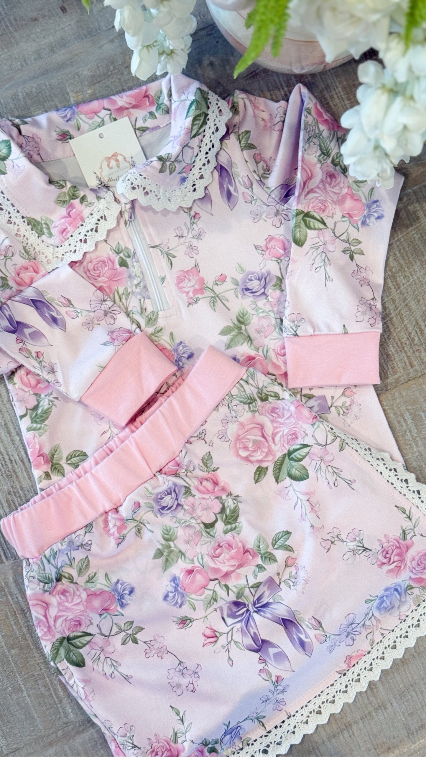 Girls Floral Lace Skort Set - PREORDER