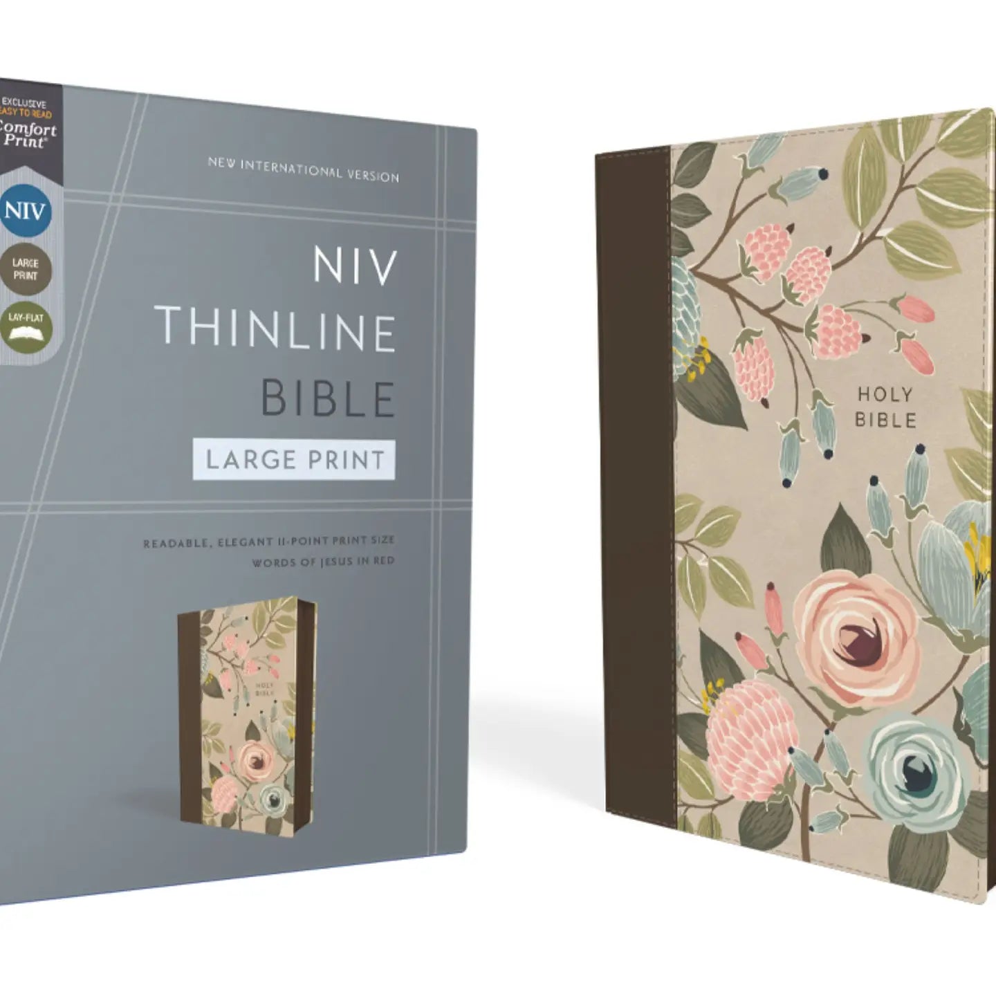 Niv Thinline Bible Large Print Leathersoft Floral, Zippered - PREORDER