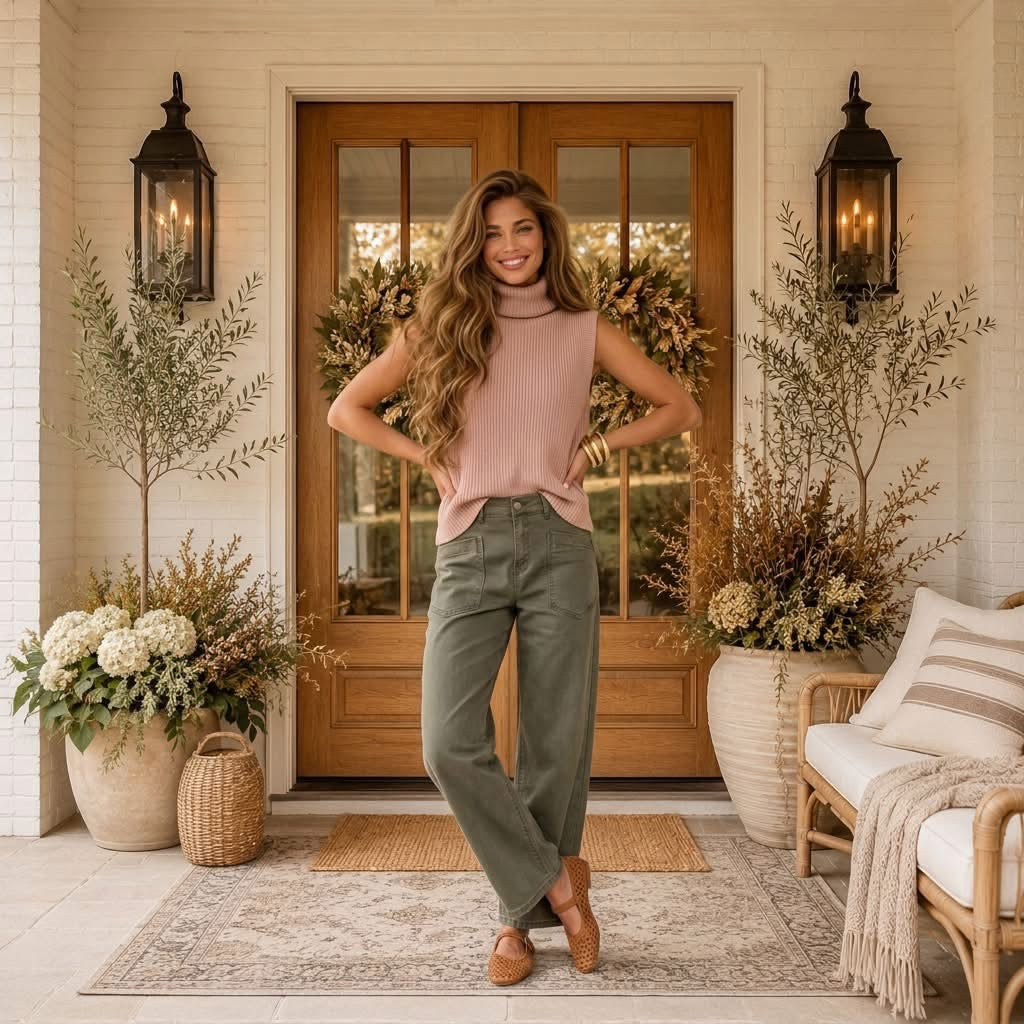 Light French Beige Sleeveless High Neck Knit Split Hem Shift Silhouette Wool Sweater Vest - PREORDER