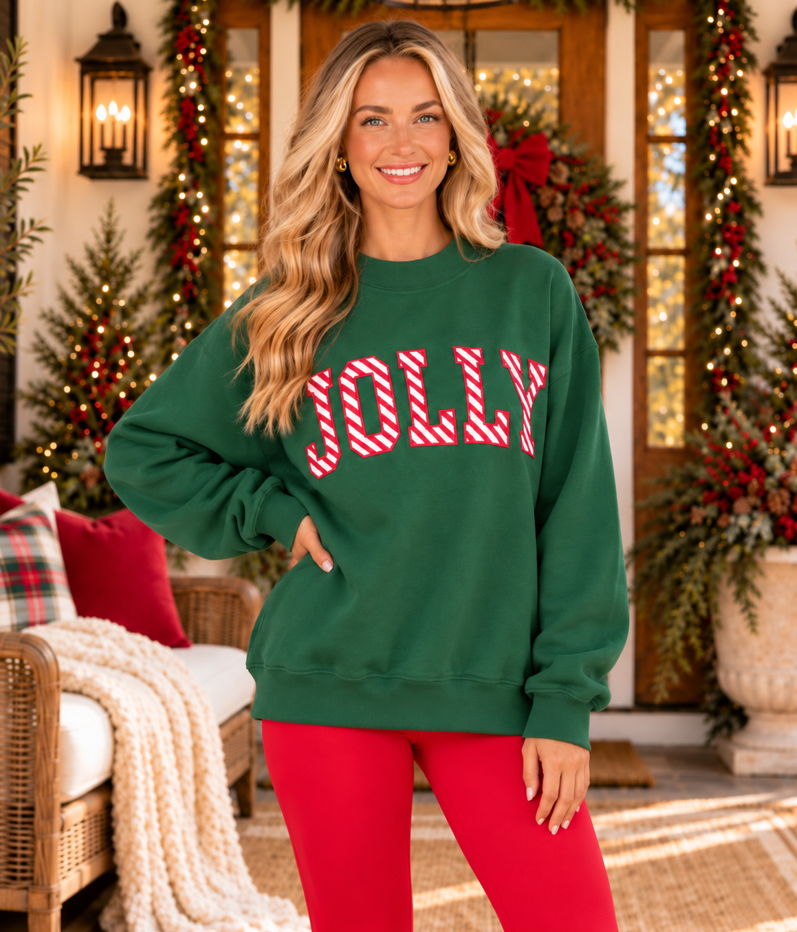 Jolly And Bright Mock Neck Sweatshirt - PREORDER