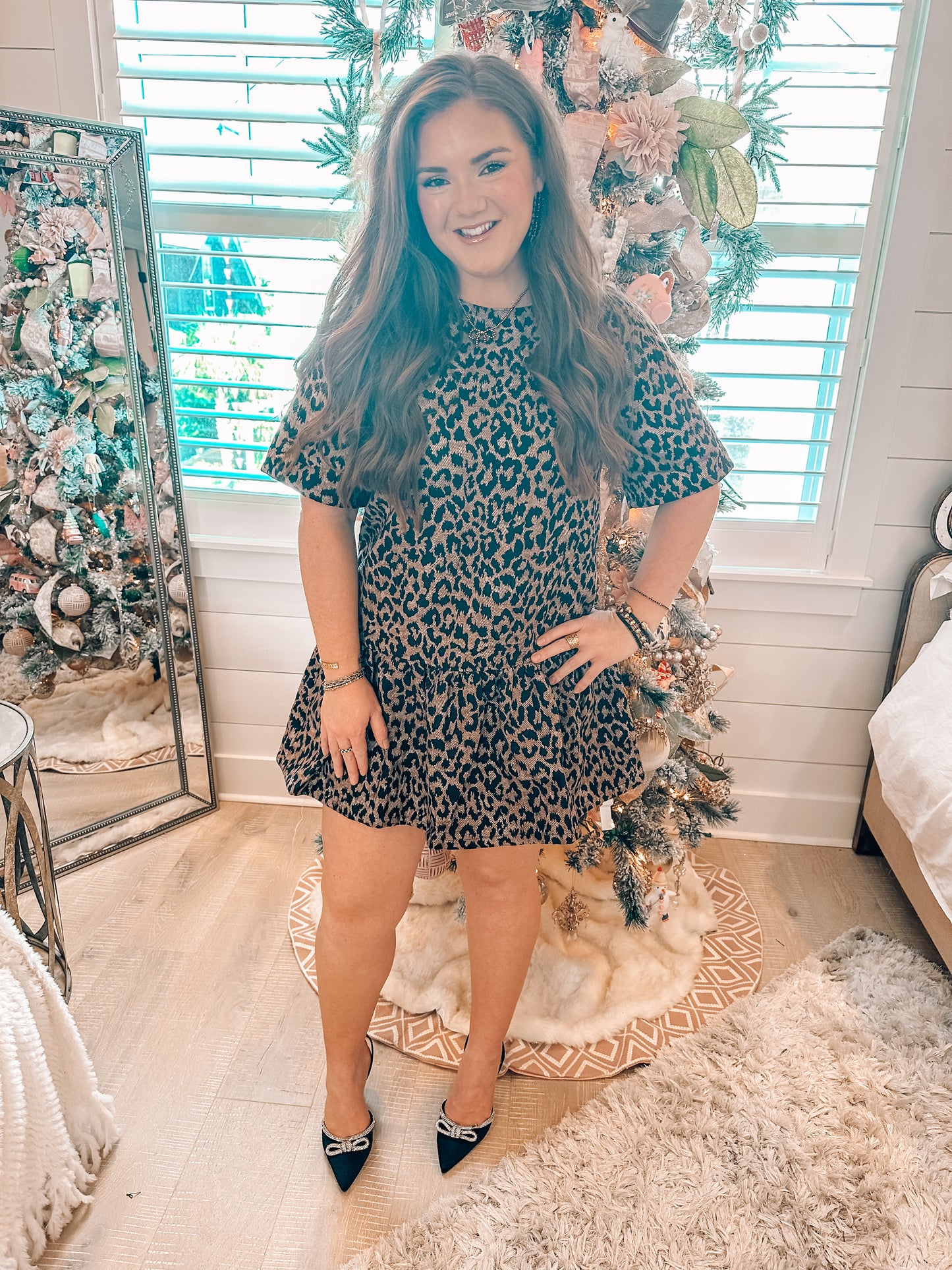 Leopard Print Ruffled Mini Dress