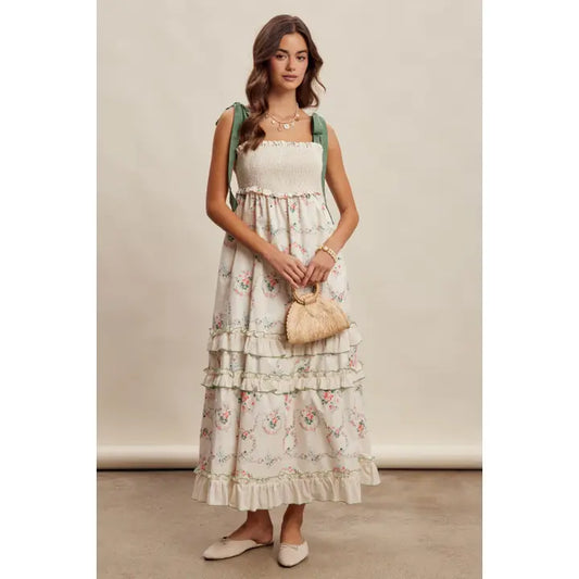 Floral Smocked Tiered Maxi Dress