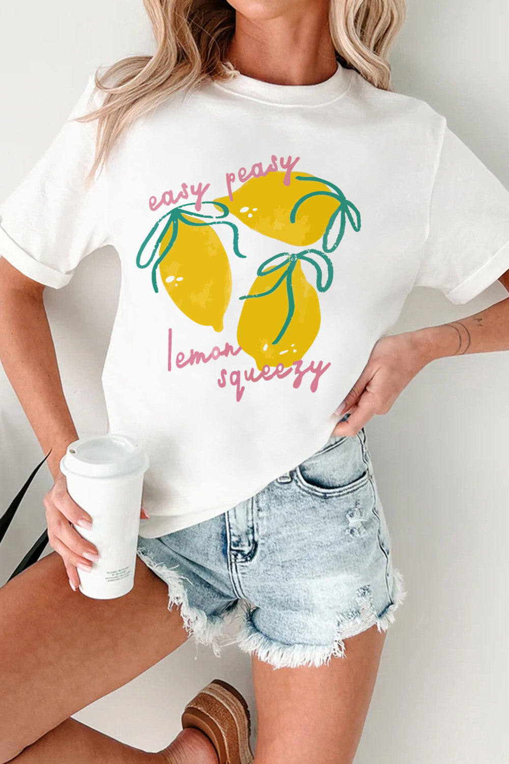White Easy Peasy Lemon Squeezy Graphic Tee - PREORDER