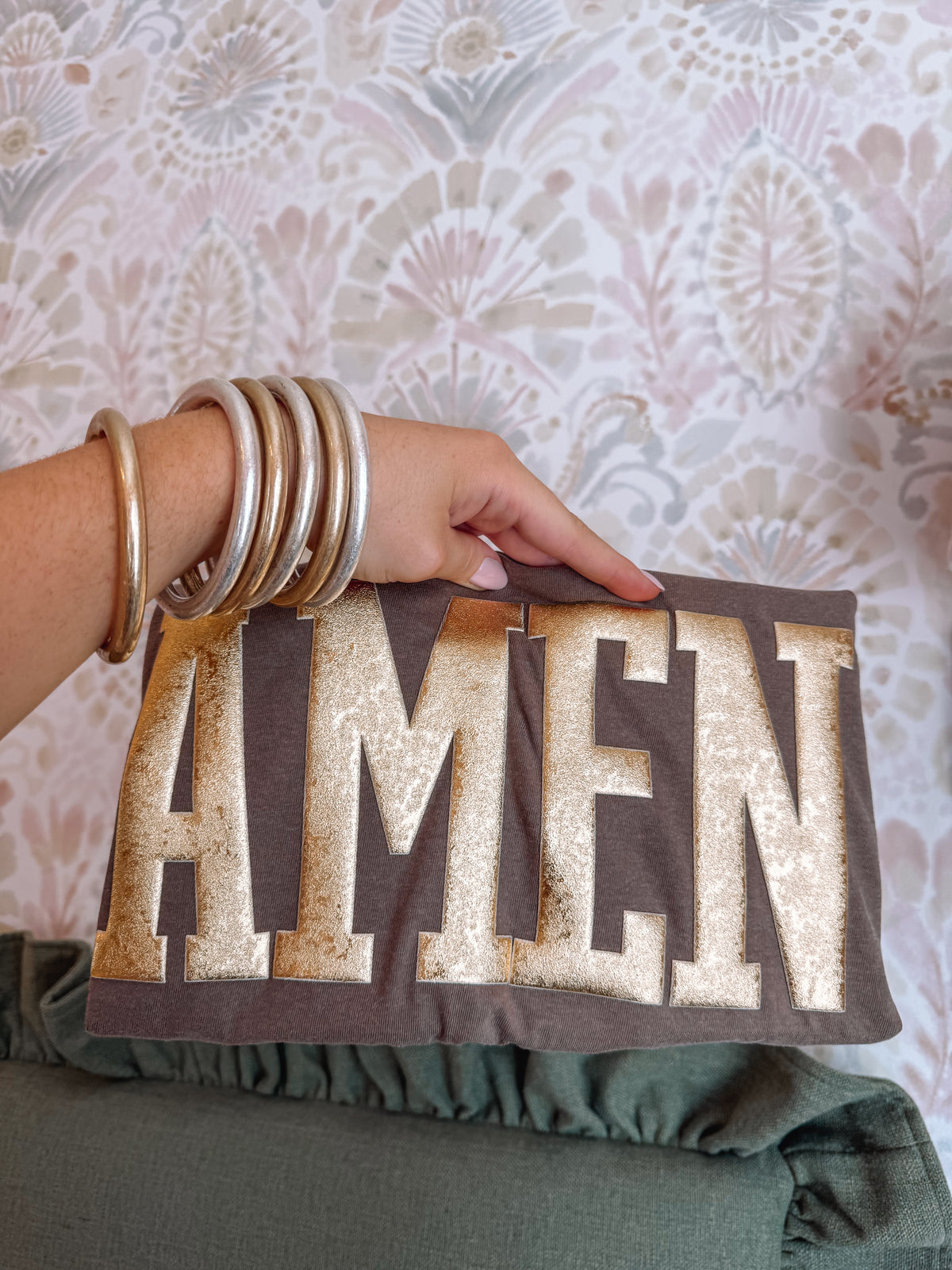 Gold Puff AMEN On Comfort Colors Espresso - PREORDER