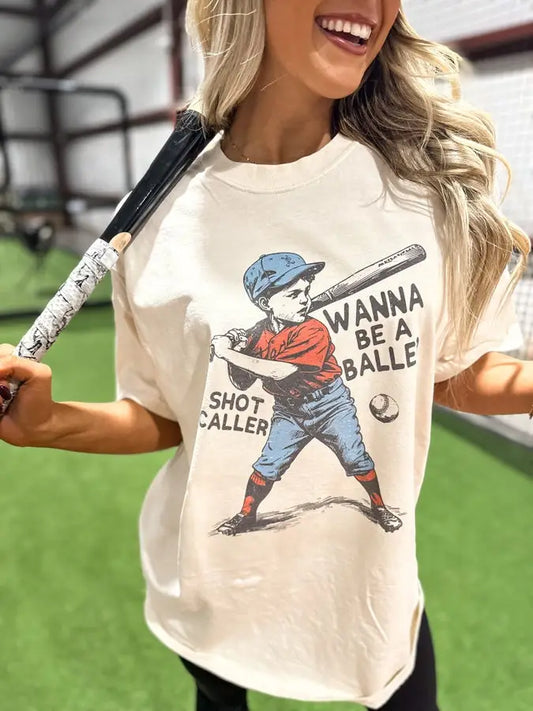 Wanna Be A Baller Ivory Graphic Tee - PREORDER