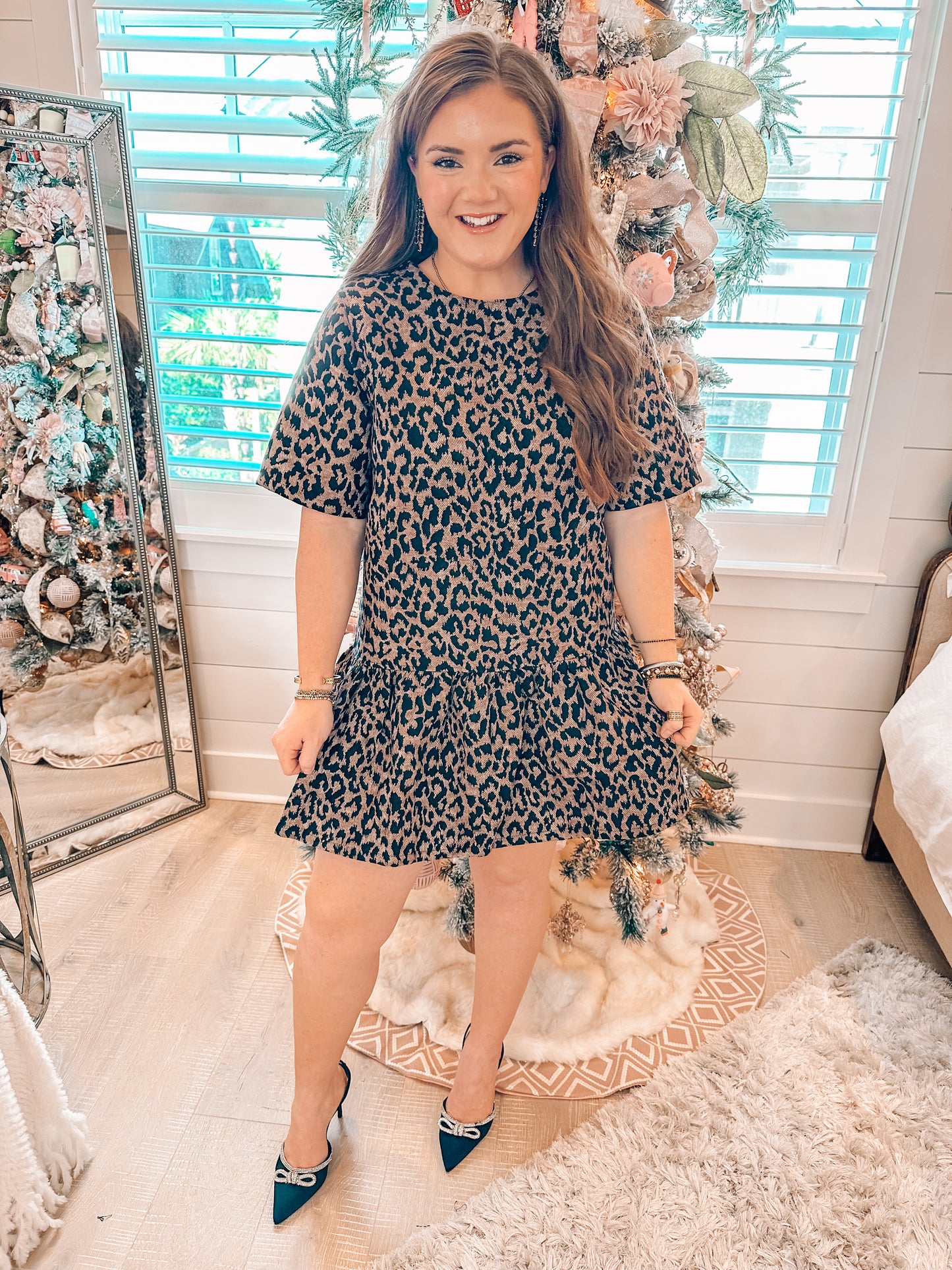 Leopard Print Ruffled Mini Dress