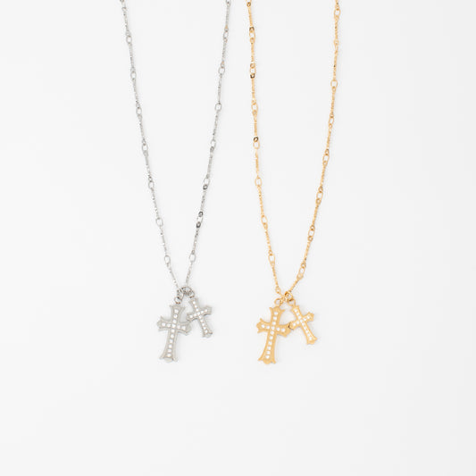 Double Cross Necklace