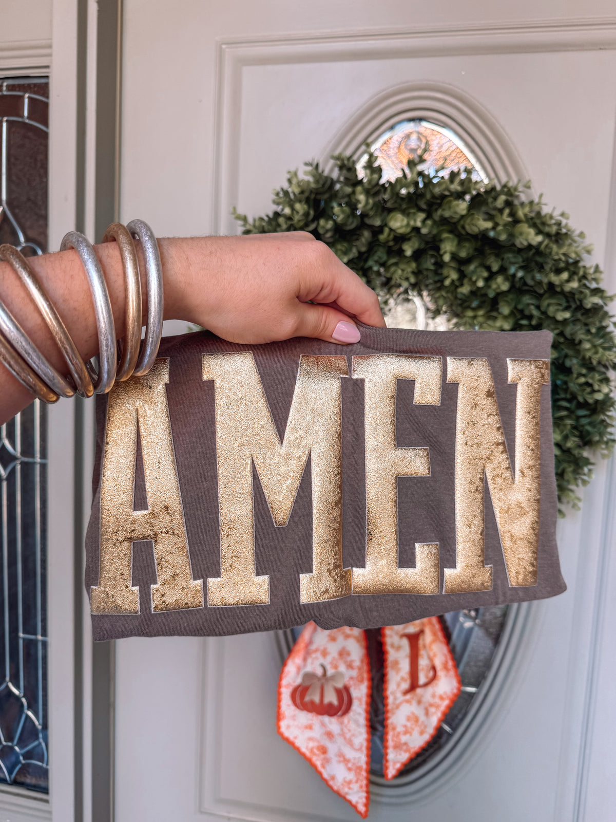 Gold Puff AMEN On Comfort Colors Espresso - PREORDER