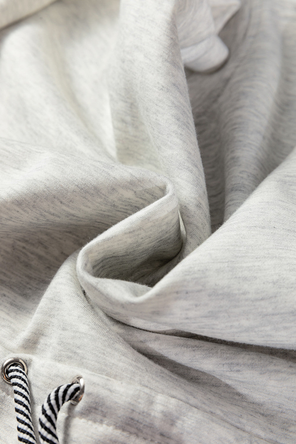Light Grey Drawstring Waist Tunic Solid Sweatshirt - PREORDER
