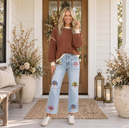 Talk Turkey To Me Sequin Jeans - PREORDER