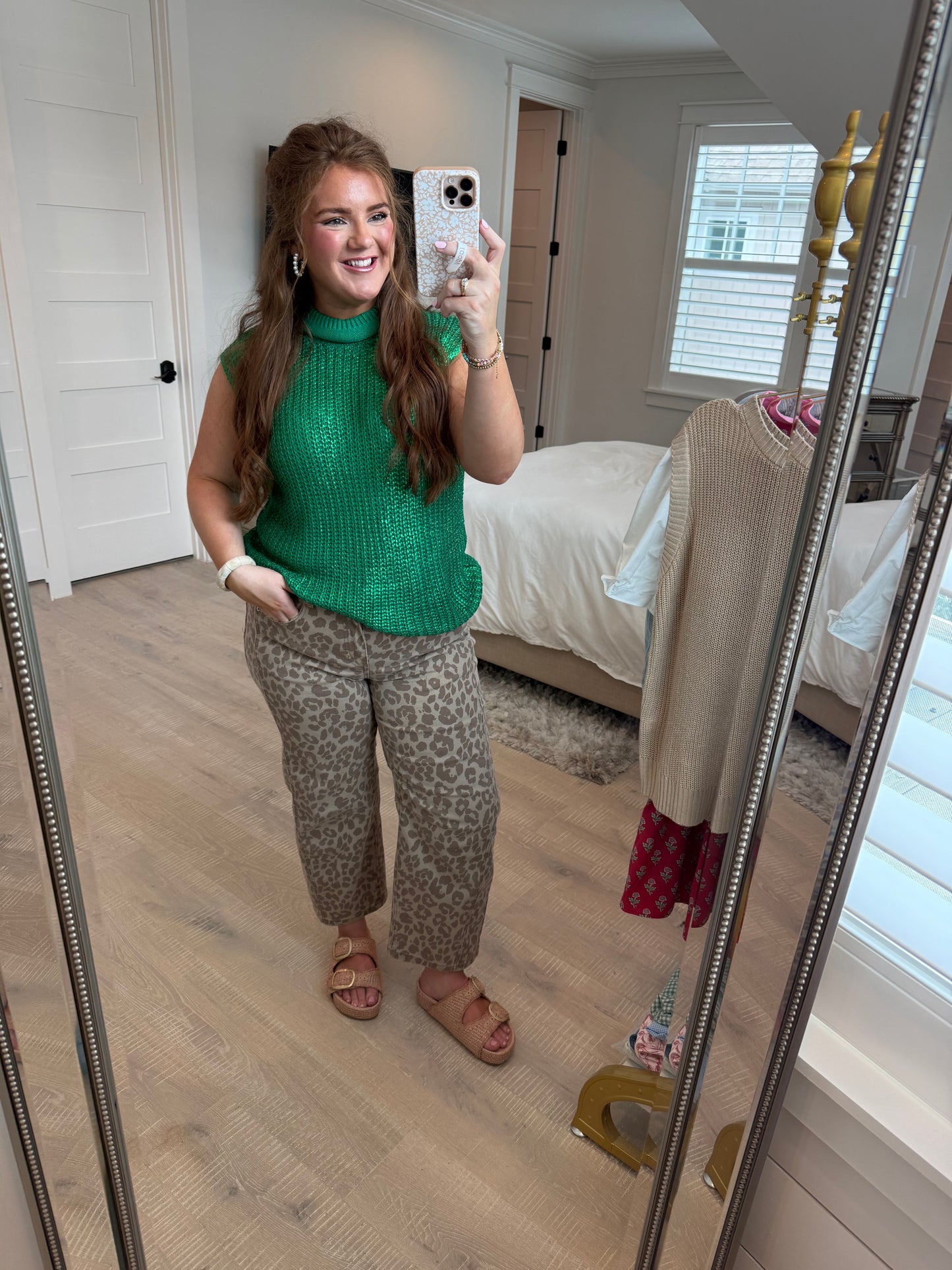 Bright Green Solid Color Knit High Neck Short Sleeve Sweater