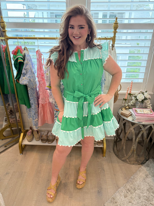 Colorblock Tiered Mini Dress