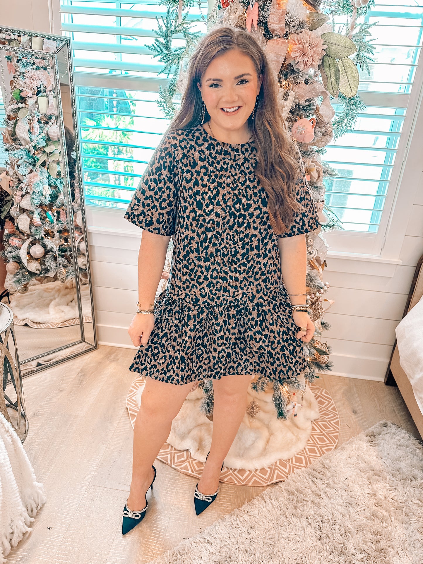 Leopard Print Ruffled Mini Dress