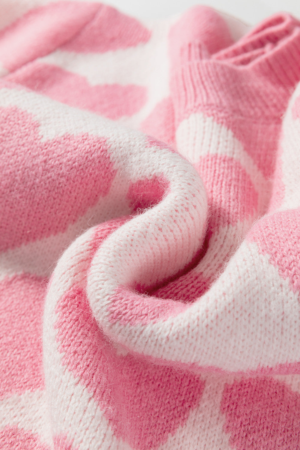 Pink Valentine Heart Print Knit Sweater - PREORDER