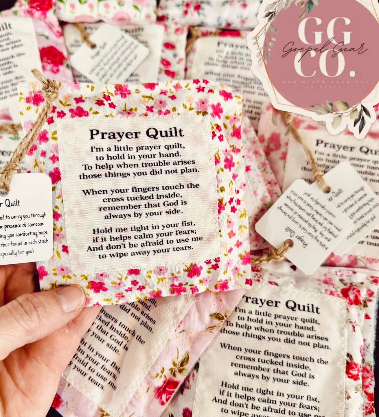 Floral Pink Pocket Prayer Quilt - PREORDER