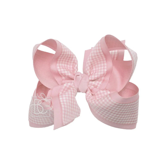 Layered Gingham/Grosgrain Bow On Clip