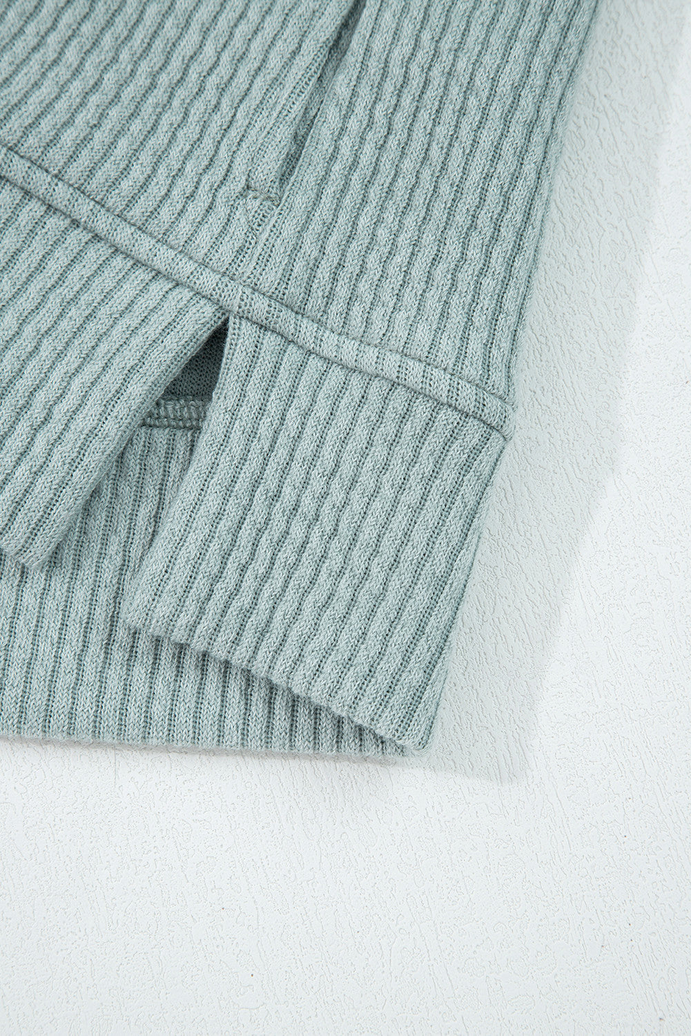 Clearly Aqua Ribbed Drop Shoulder Knit Hoodie - PREORDER