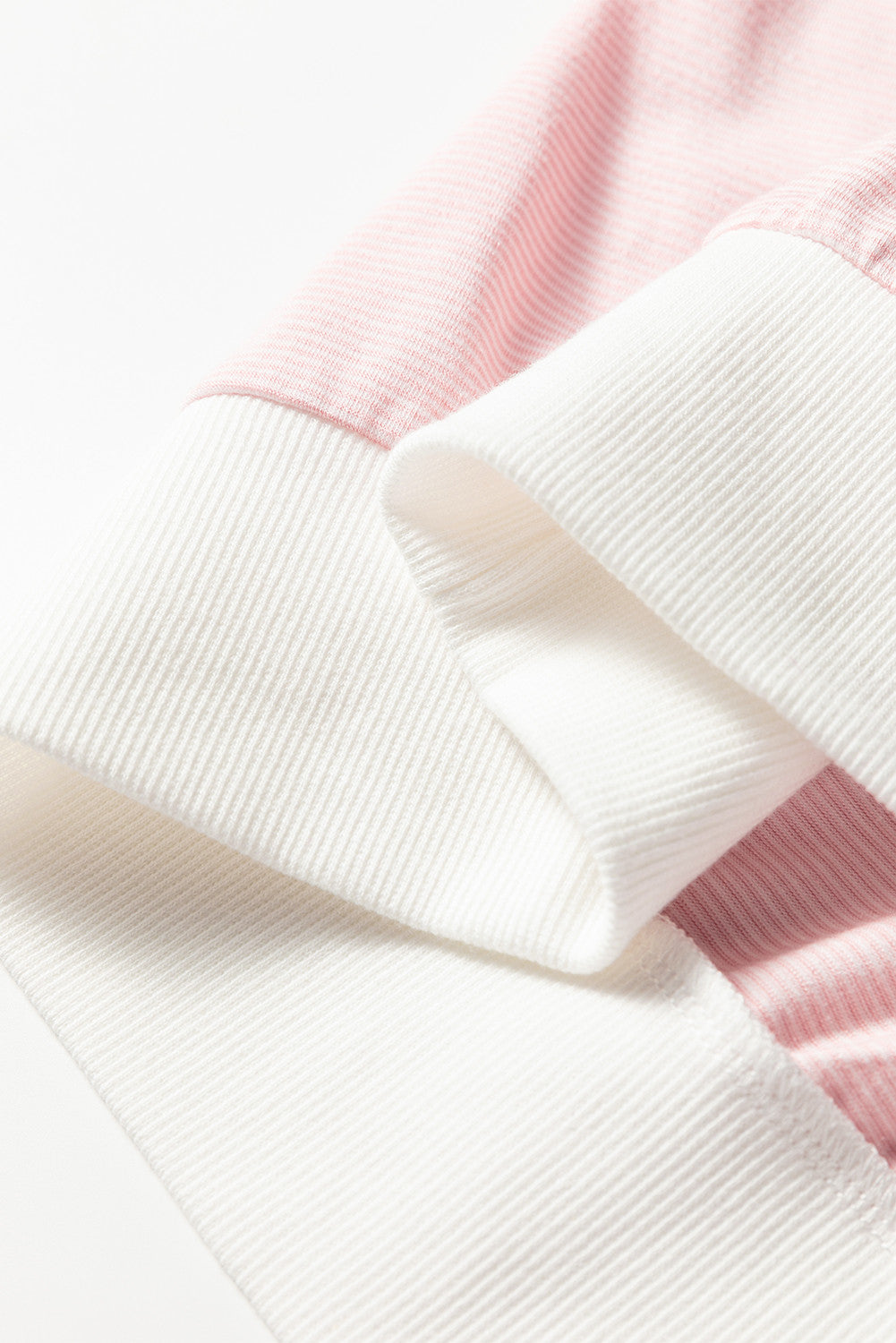 Pink Stripe Contrast Edge Patchwork Long Sleeve Top - PREORDER
