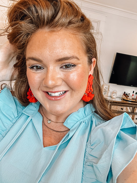 Red Beaded Earrings