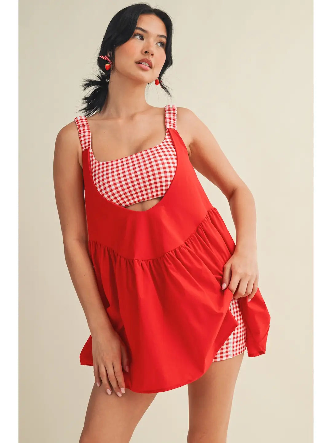 Gingham Print Double Layered Play Dress - PREORDER- ETA JUNE