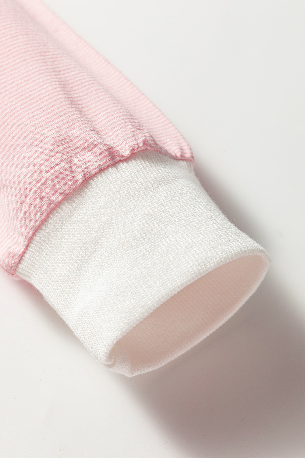 Pink Stripe Contrast Edge Patchwork Long Sleeve Top - PREORDER