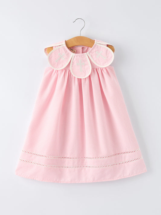 Pink Smocked Church Christ Bishop Christening Girls Dress - PREORDER