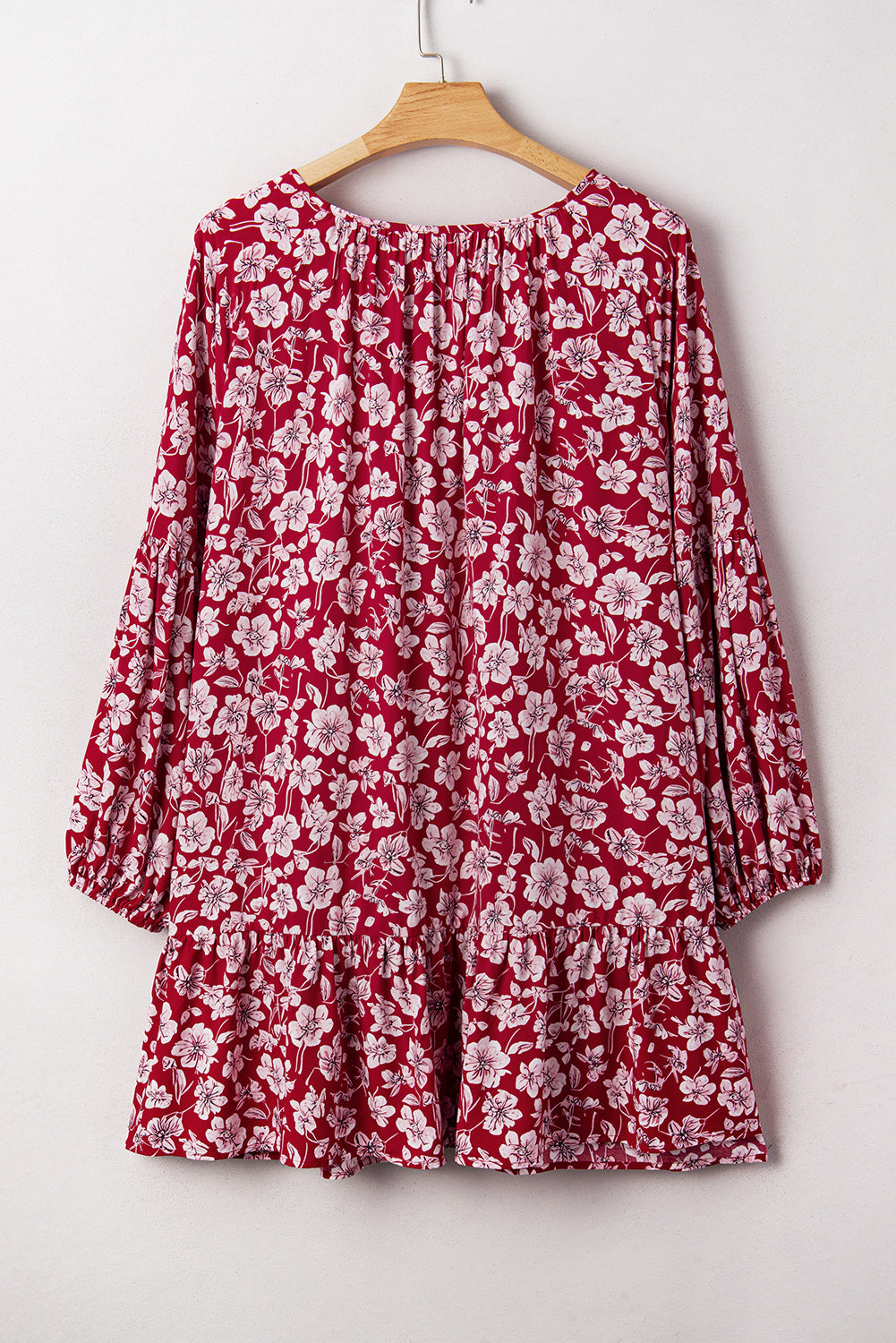 Plus Floral Balloon Sleeve V Neck Relaxed Dress - PREORDER