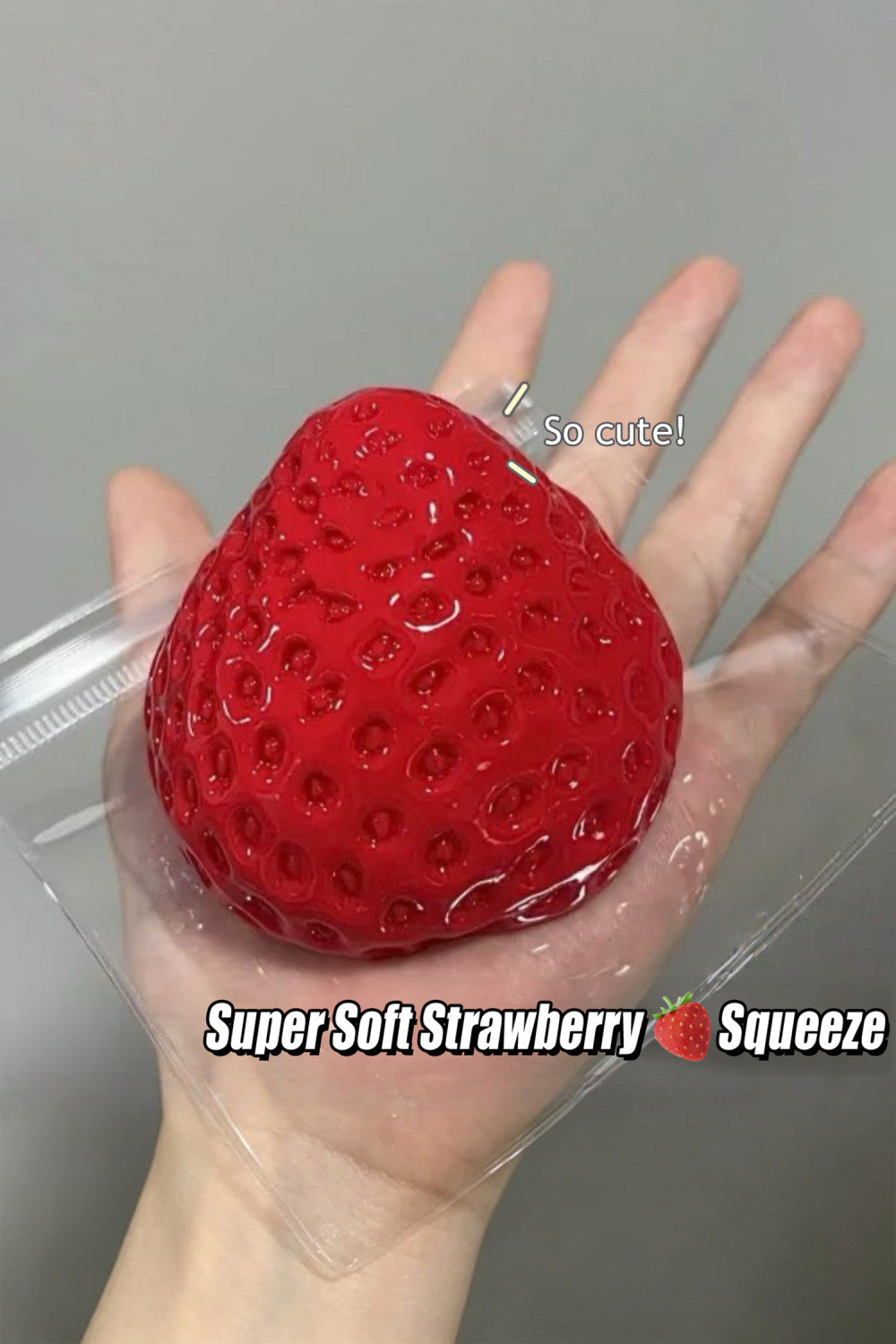 Fiery Red Slow Rebound Mud Feel Realistic Strawberry Stress Relief Toy - PREORDER