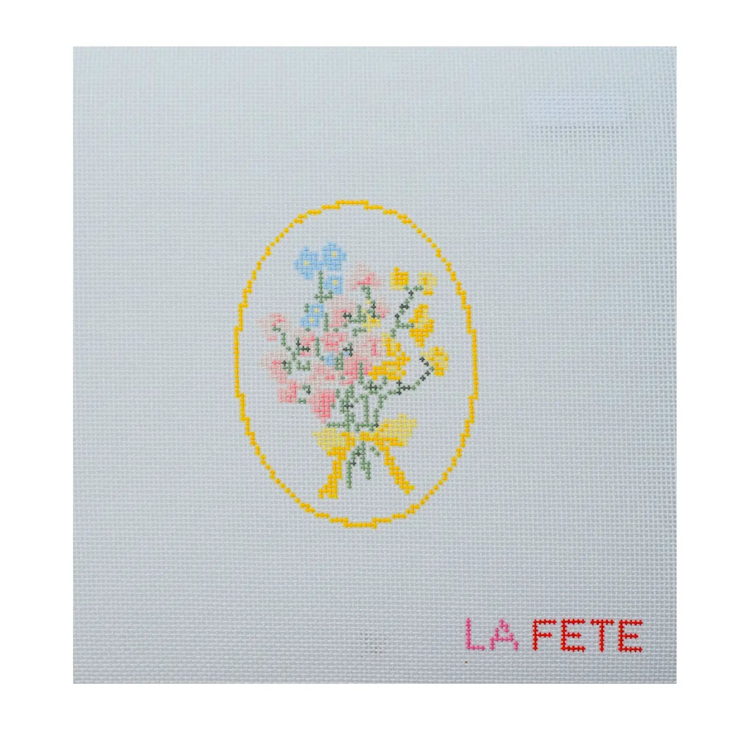 Spring Floral Cameo Hand Painted Needlepoint Canvas - PREORDER