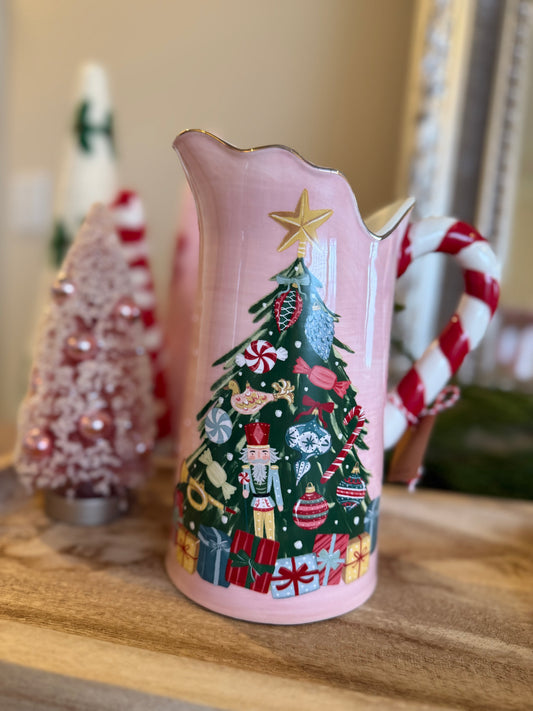 Mud Pie Tree Candy Cane Handle Pitcher