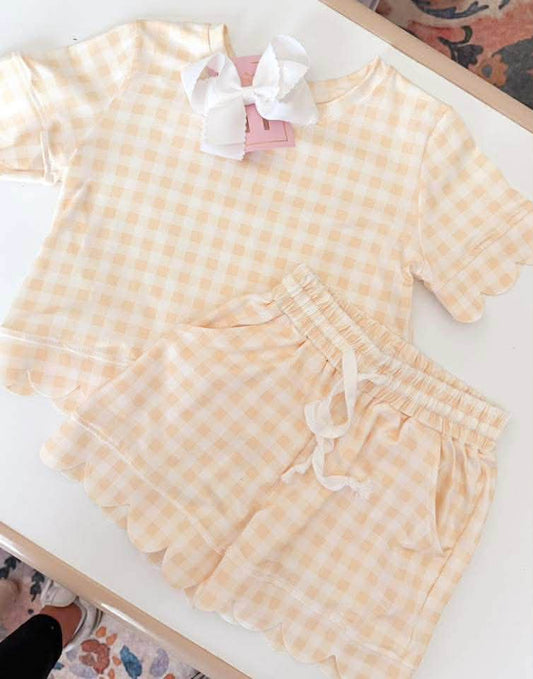 Yellow Gingham Scallop Set- PREORDER