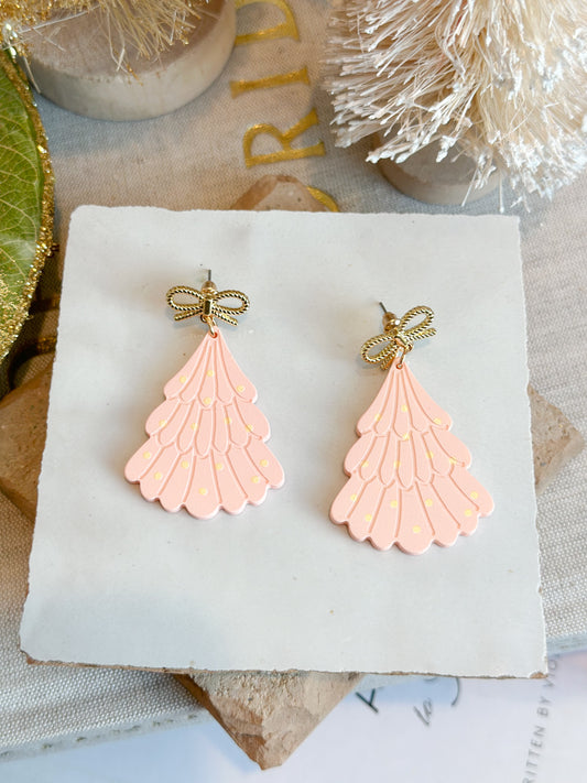 Pink Tree Earrings