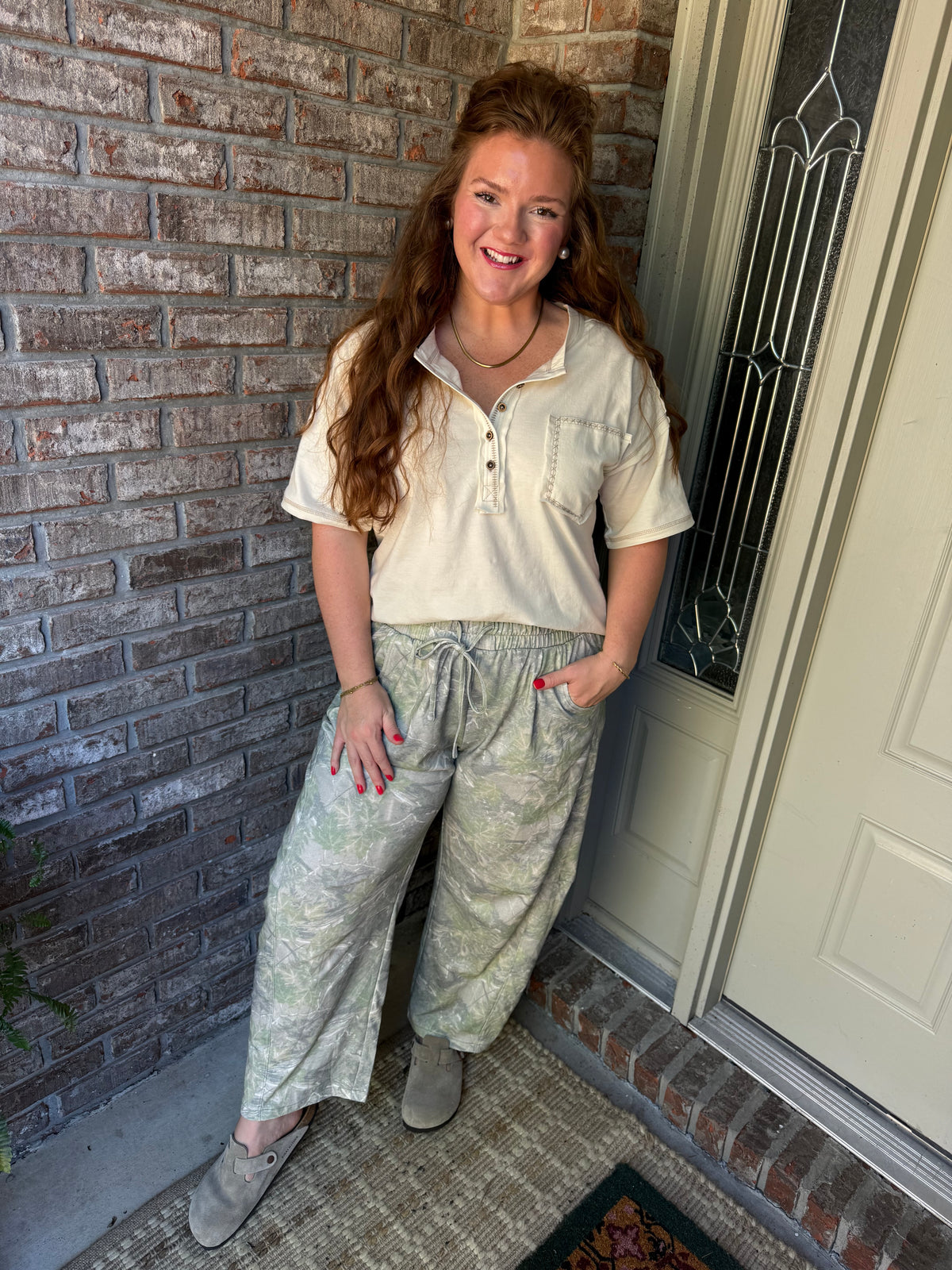 Soft Sage Camo Barrel Pants