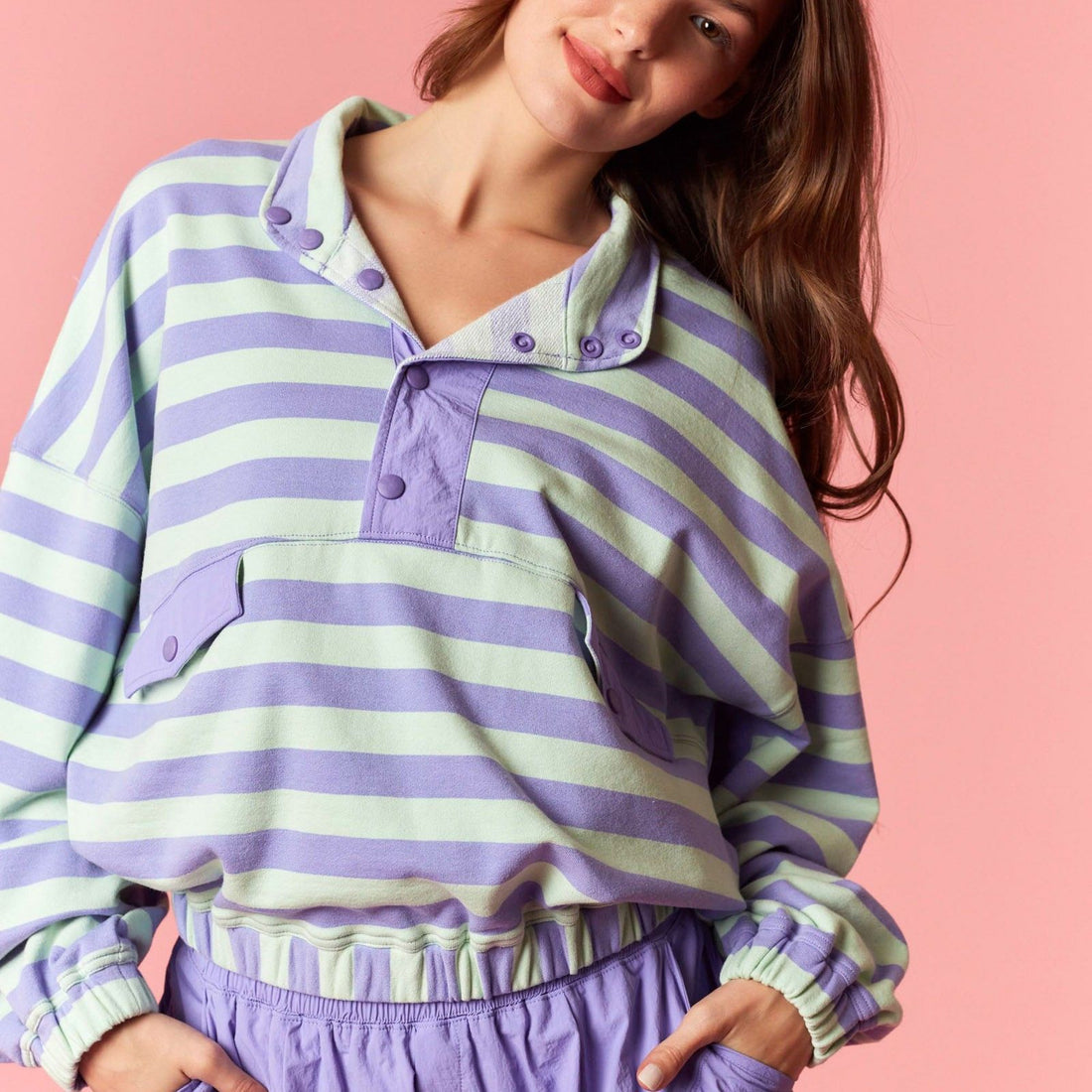 Purple Stripe Striped Casual Set - PREORDER